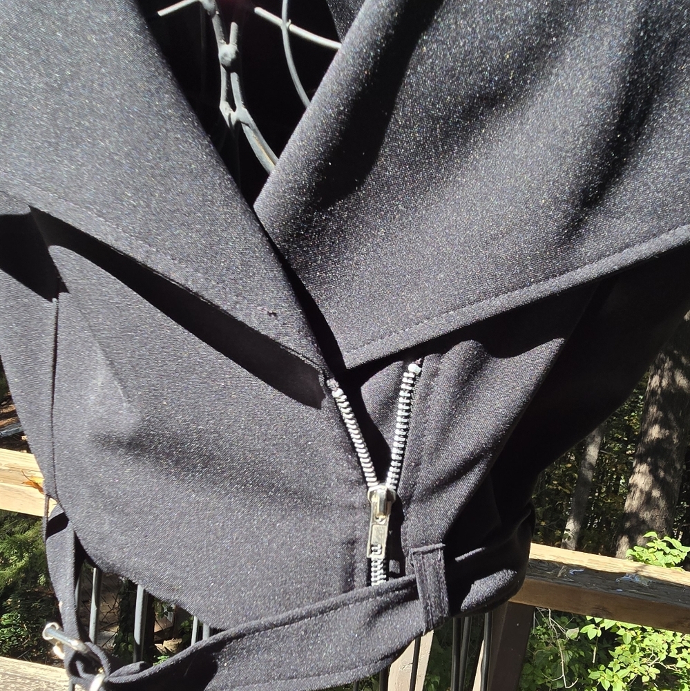 Vintage French Black Women's Moto Vest By Impair Et Pair SzM - Picture 3 of 11